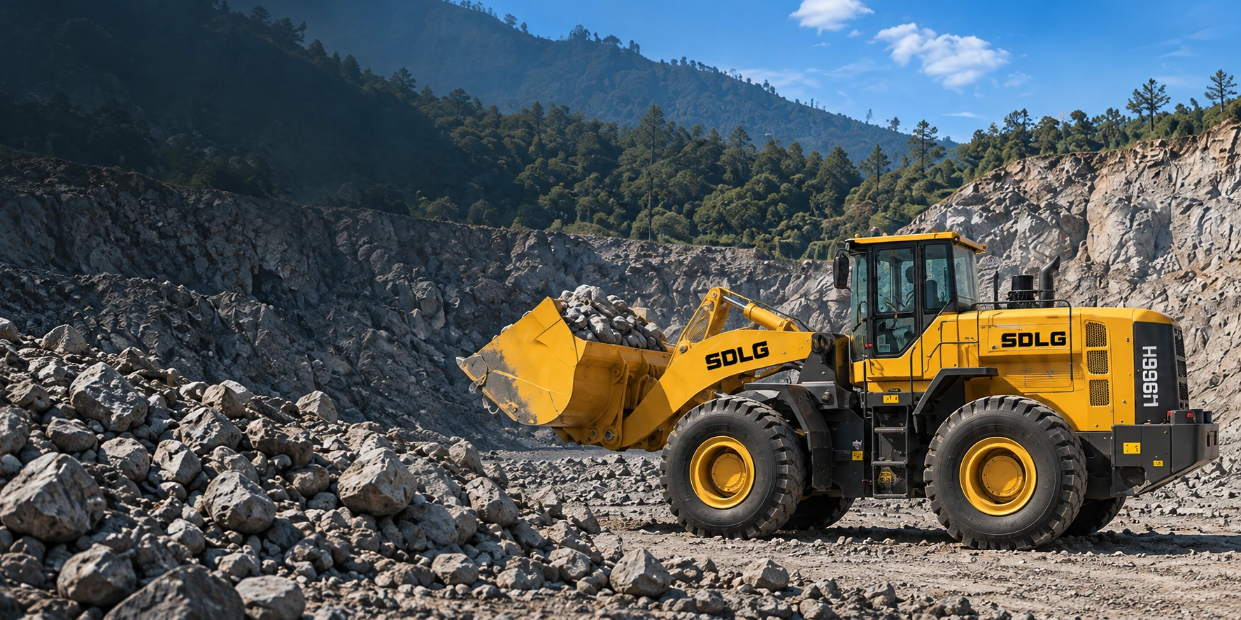 Illustrative SDLG L968H material handling scene